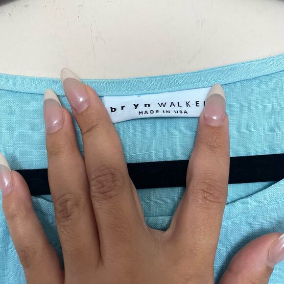 Bryn Walker Blue Artist Light Linen Round Neck Long Sleeve Shirt size XL - Picture 6 of 11